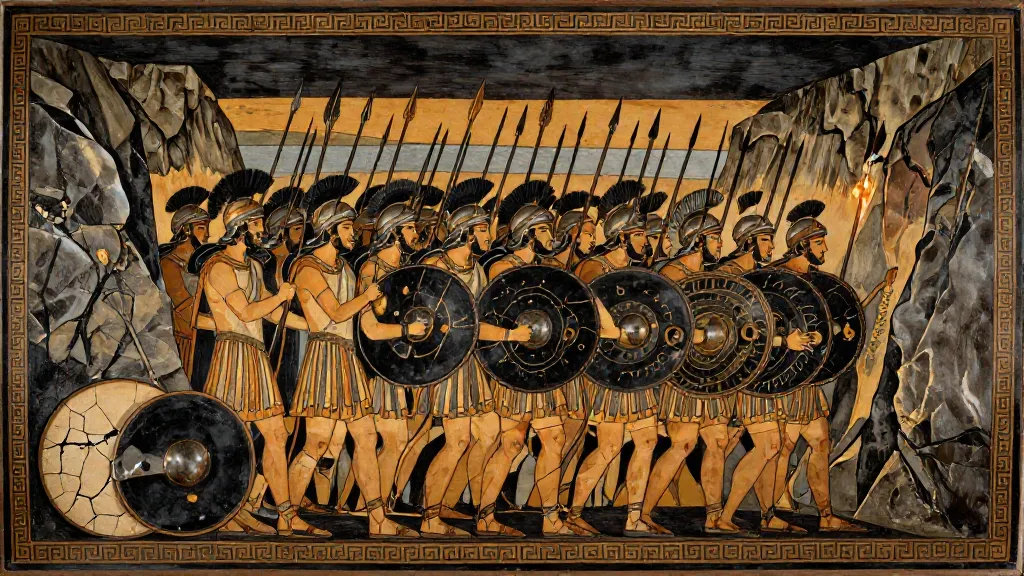 Thermopylae — Attic red-figure pottery painting