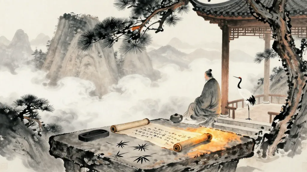 龜策列傳 (Account of Turtle Shell and Yarrow Stalk Divination) — Chinese ink painting