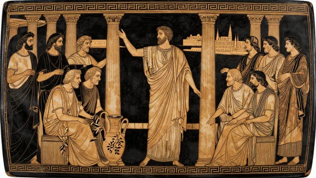 Alcibiades at Sparta — Attic red-figure pottery painting