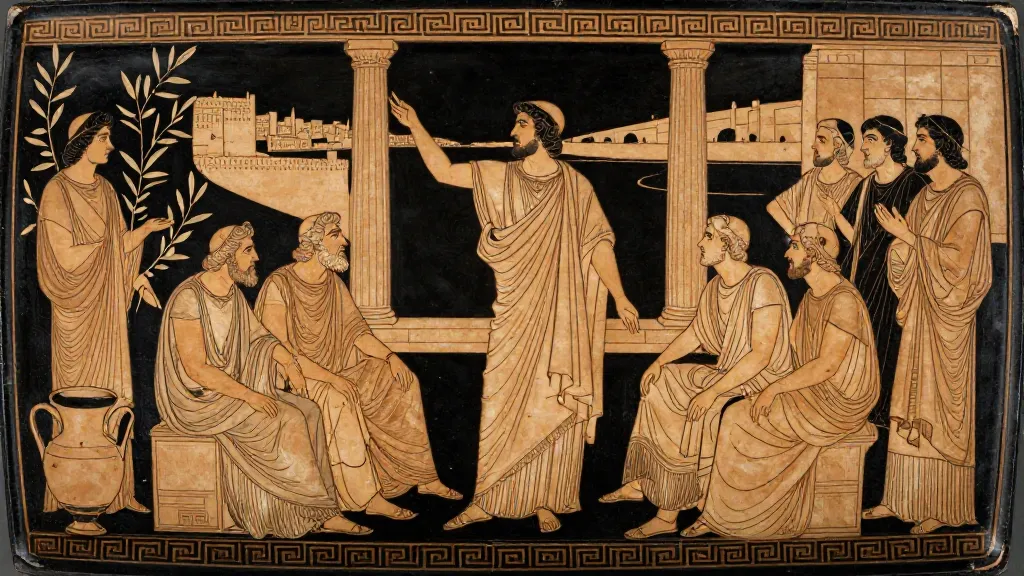 The Plague and the Fall of Pericles — Attic red-figure pottery painting