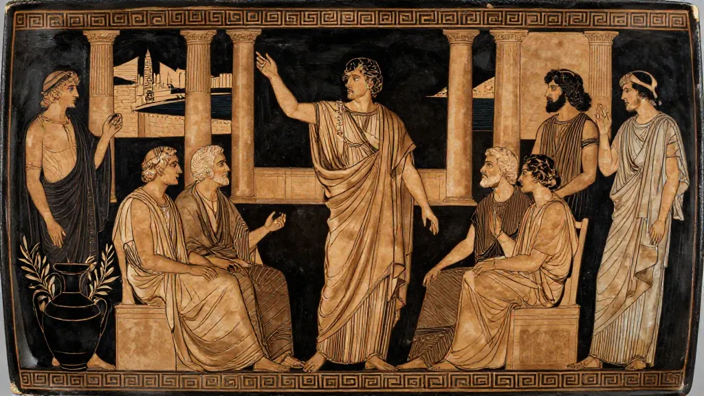 Pylos and Sphacteria — Attic red-figure pottery painting