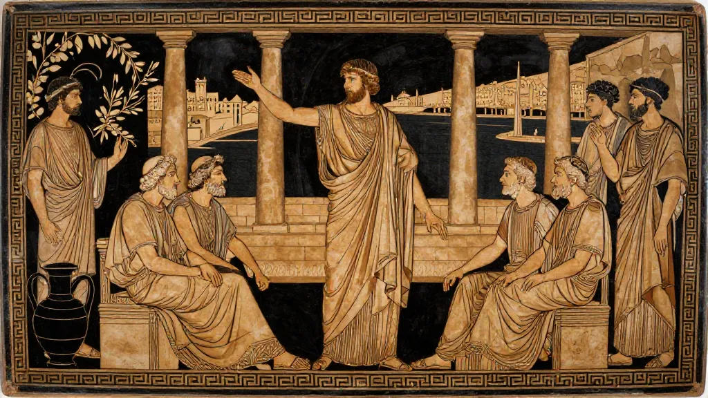 Stasis at Corcyra — Attic red-figure pottery painting